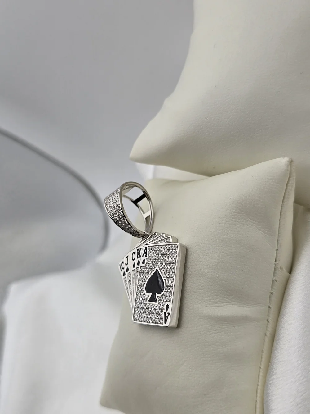 Sterling Silver 925 Moissanite  Lucky Cards Pendant